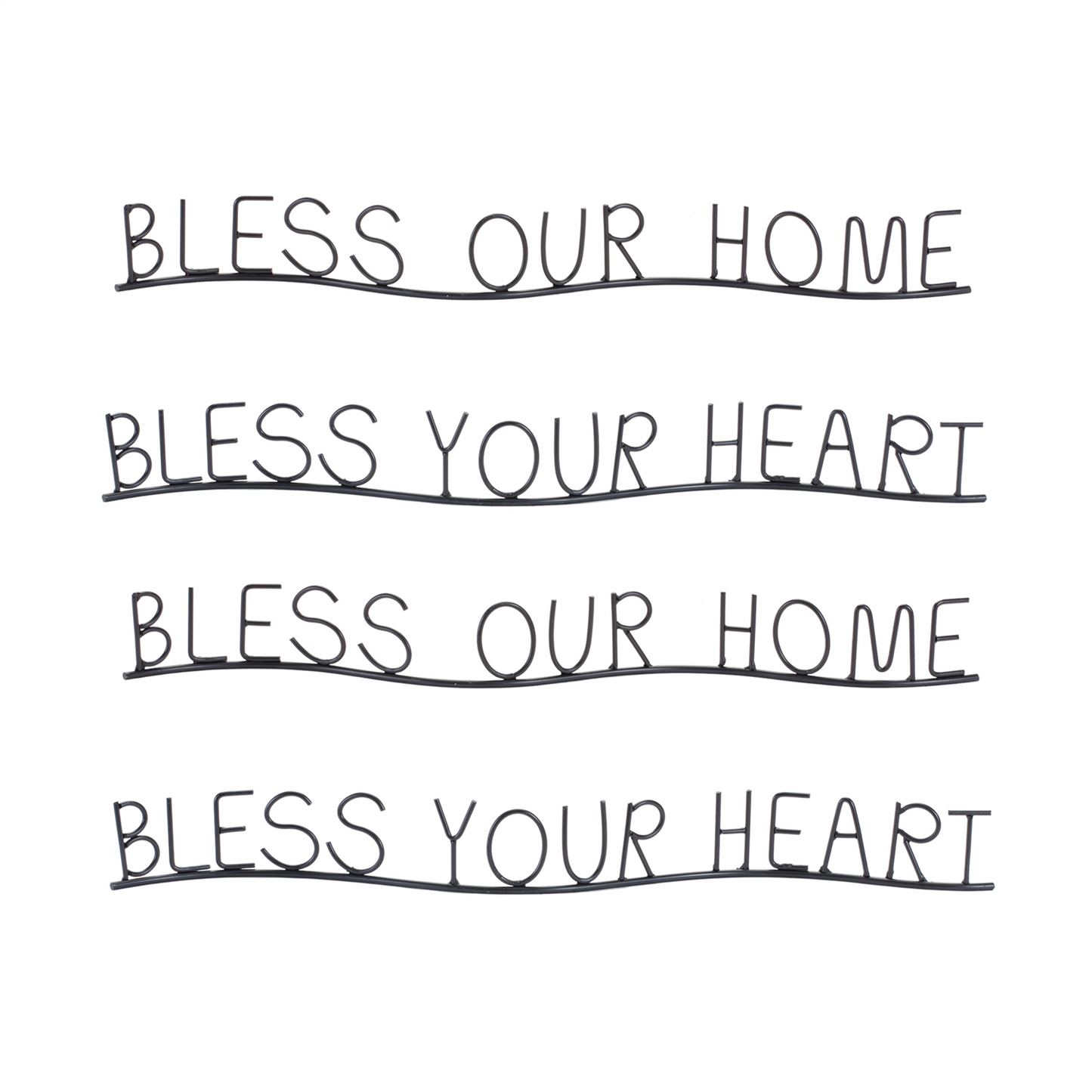 Bless Our Home and Heart Sentiment Decor (Set of 4) -Ship Only