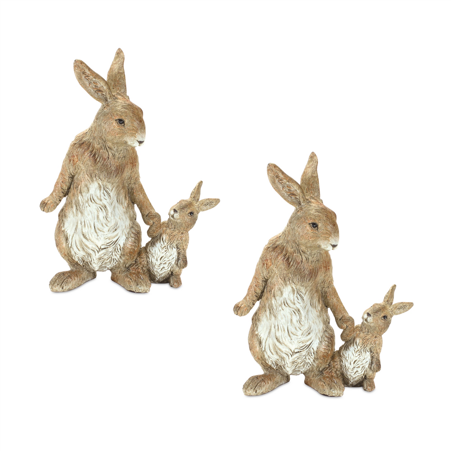 Stone Mother Rabbit and Baby Bunny Figurine (Set of 2) -Ship Only
