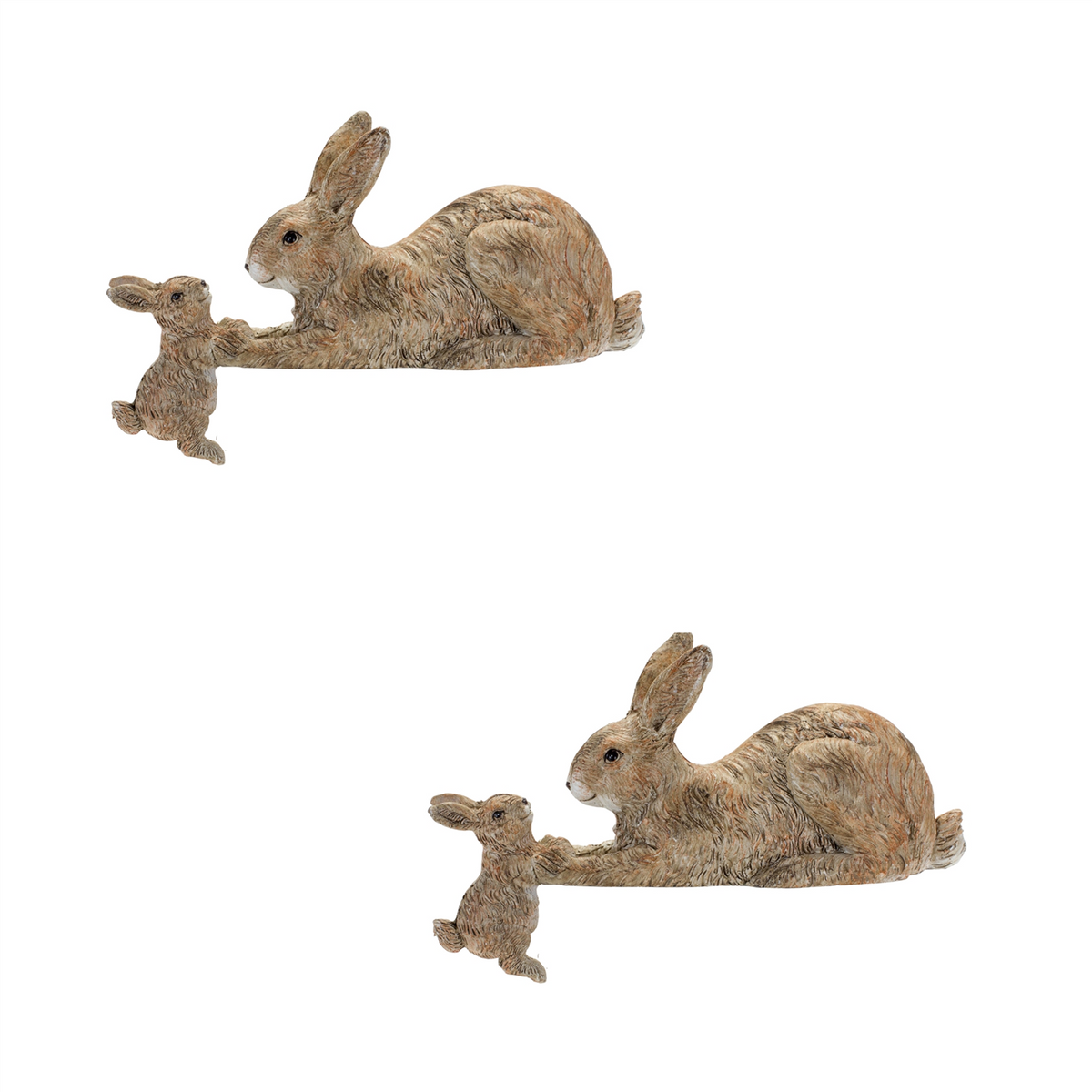 Stone Mother Rabbit and Baby Bunny Self Sitter (Set of 2) -Ship Only