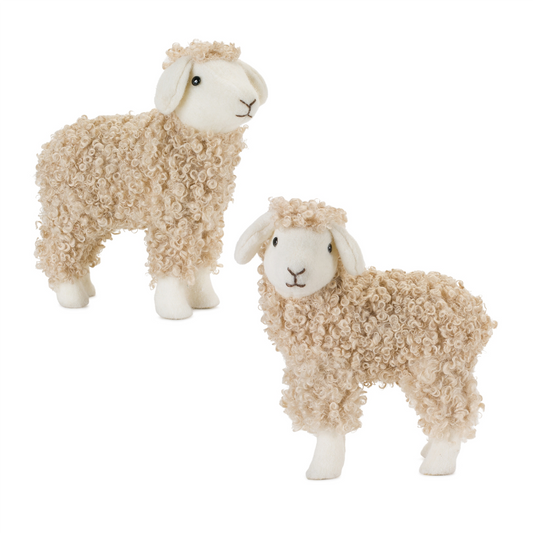 Sheep (Set of 2) 9.5"L x 10.5"H, 9"L x 10.75"H Foam/Fabric -Ship Only
