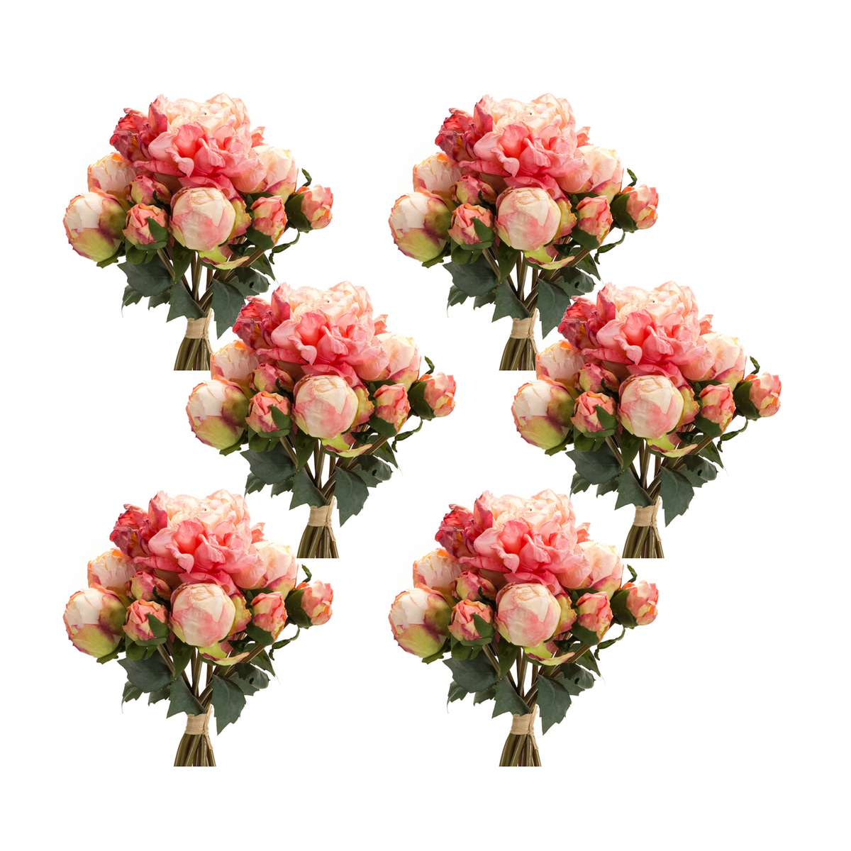 Peony Bouquet (Set of 6) 16”H Polyester -Ship Only