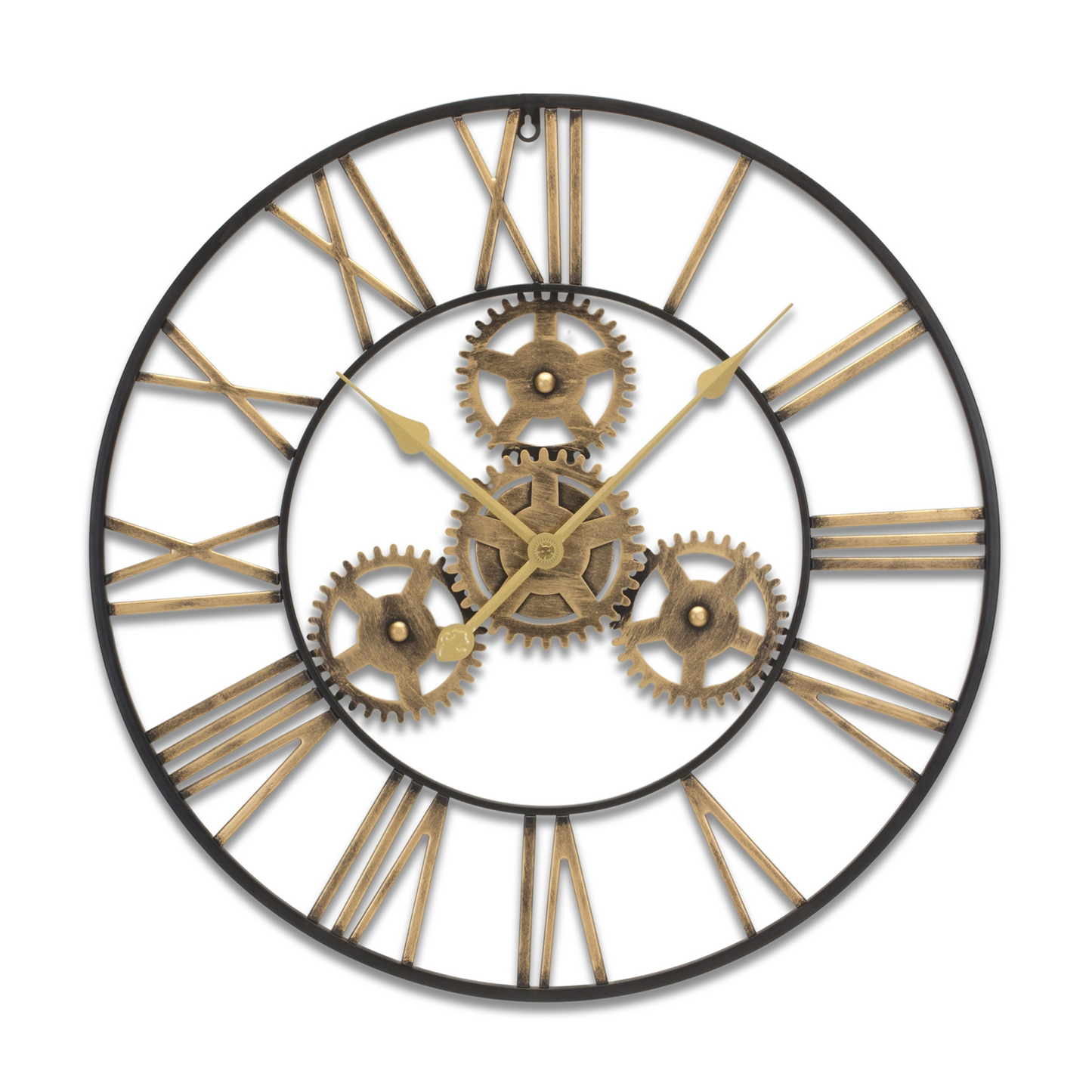 Industrial Iron Gears Wall Clock with Roman Numerals 23.75"D -Ship Only