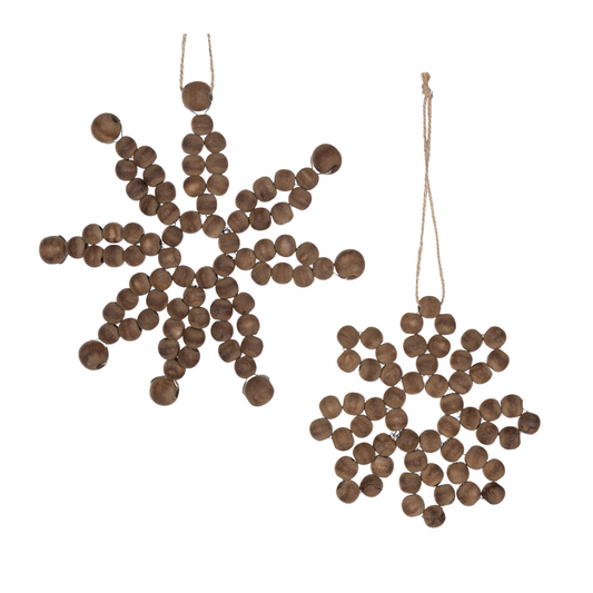 Wood Bead Snowflake Ornament (Set of 12) -Ship Only