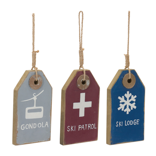 Wood Ski Tag Ornament (Set of 12) -Ship Only