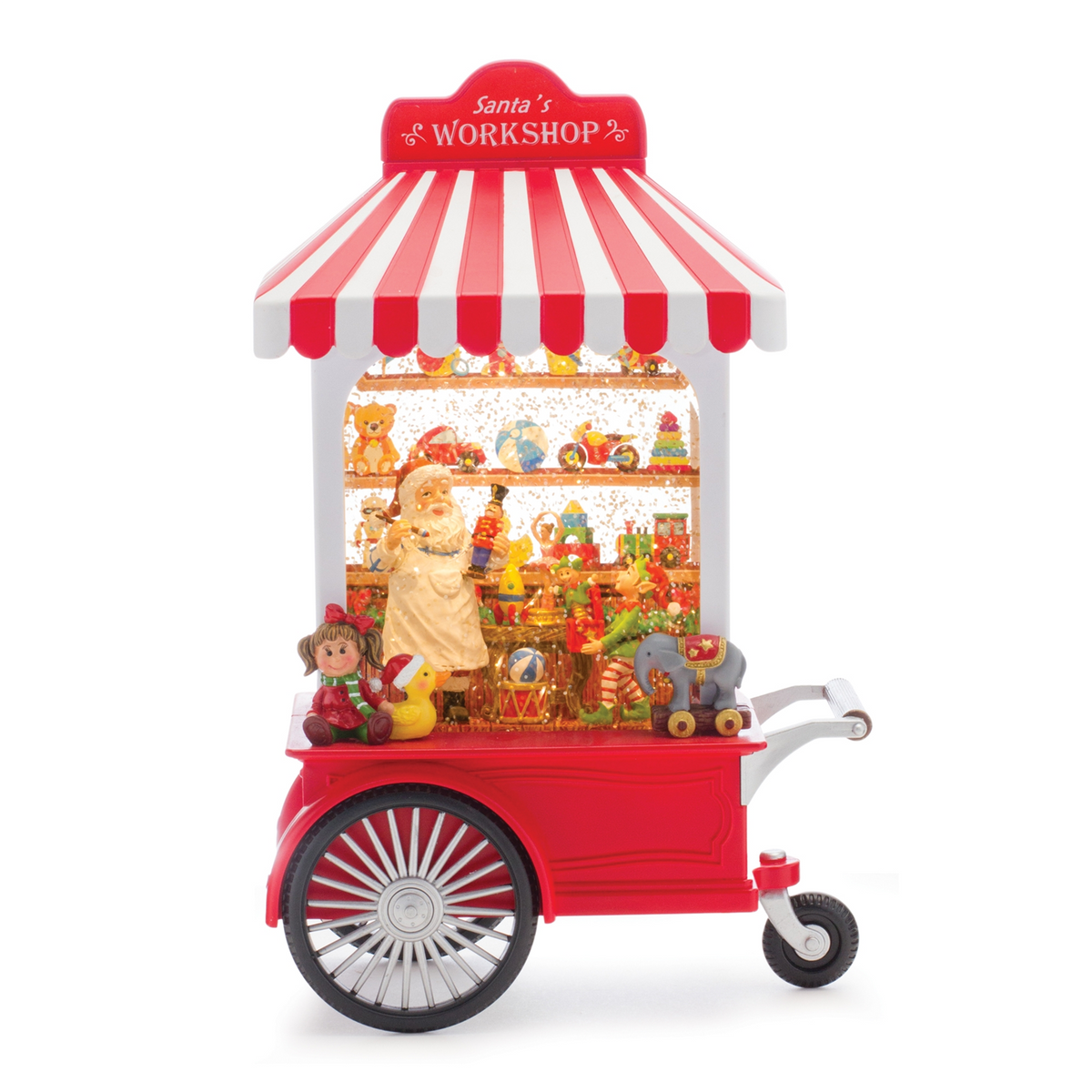 LED Snow Globe Santa's Workshop Stand 10.75"H -Ship Only