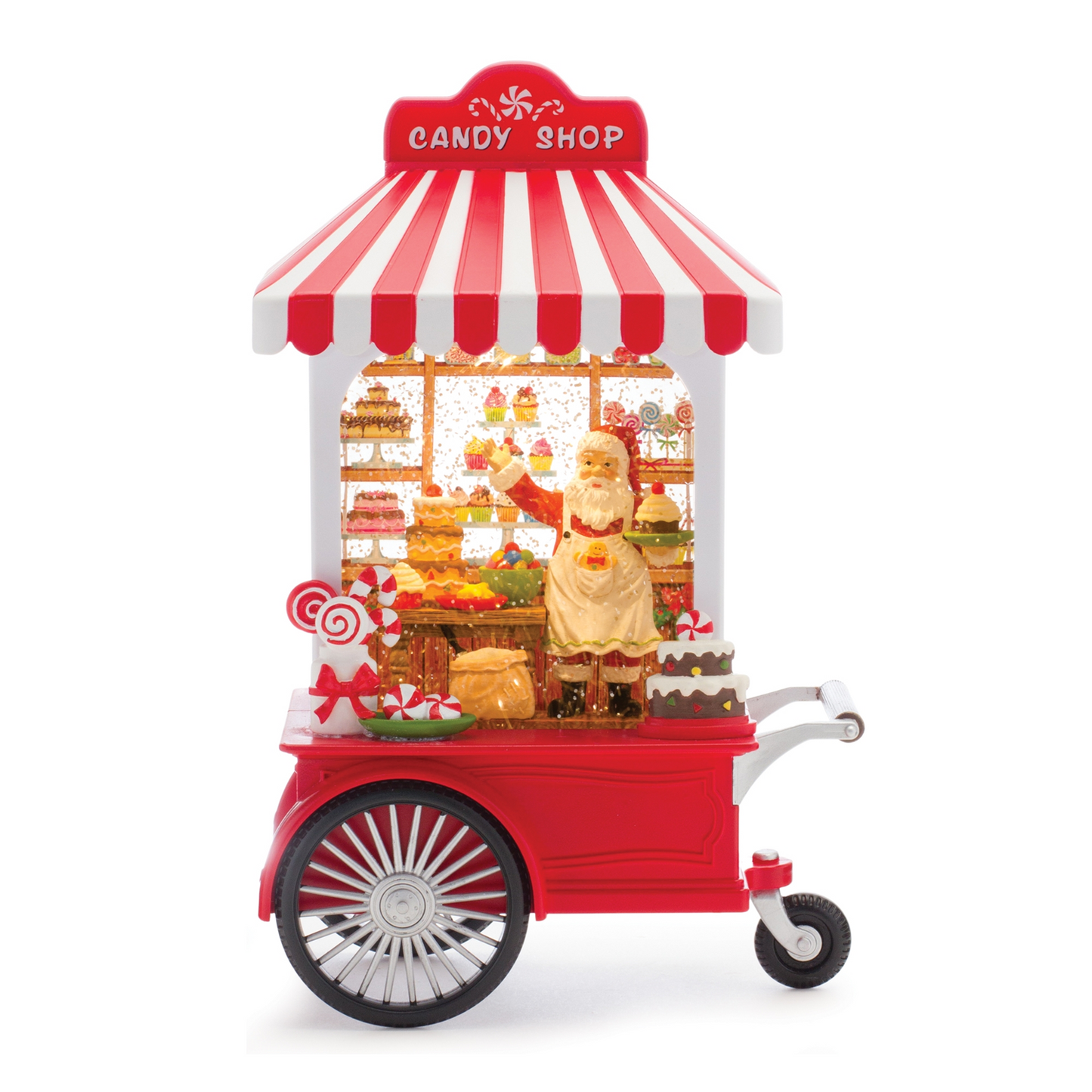 LED Snow Globe Santa's Candy Stand 10.75"H -Ship Only