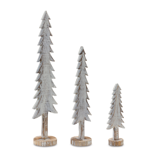 Tree (Set of 6) 10"H, 16"H, 21.5"H Wood -Ship Only