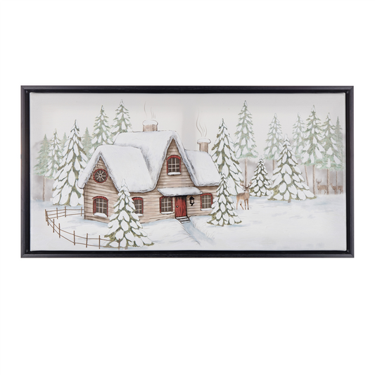 Winter Scene Frame 25"L x 13"H Canvas/Plastic -Ship Only
