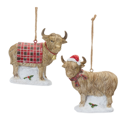Highland Cow Ornament (Set of 6) -Ship Only
