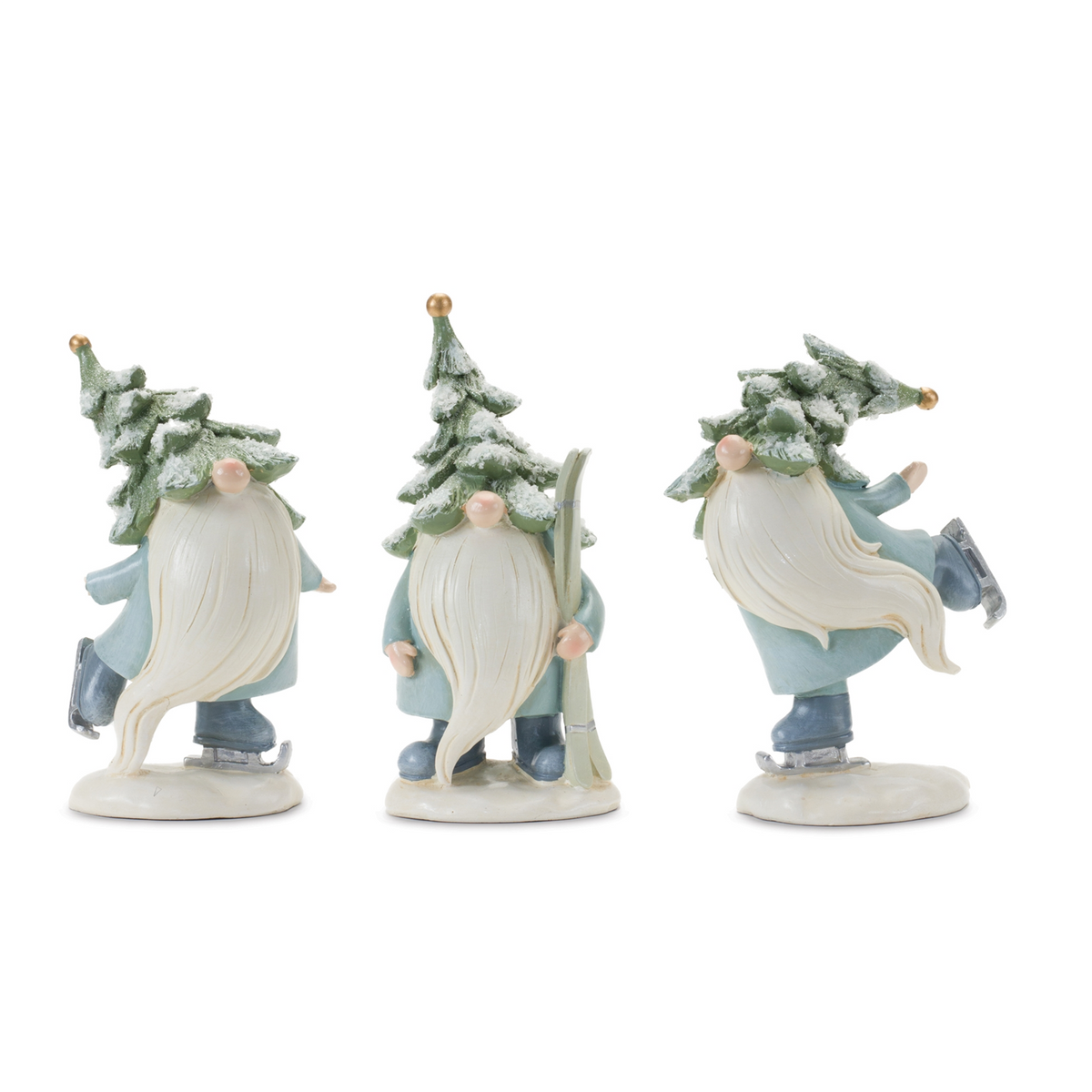 Gnome w/Skis and Skates (Set of 3) 7.25”H Resin -Ship Only