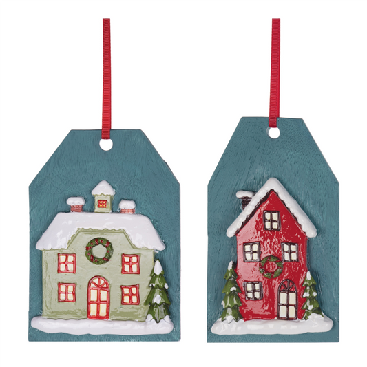 Winter House Tag Ornament (Set of 6) -Ship Only