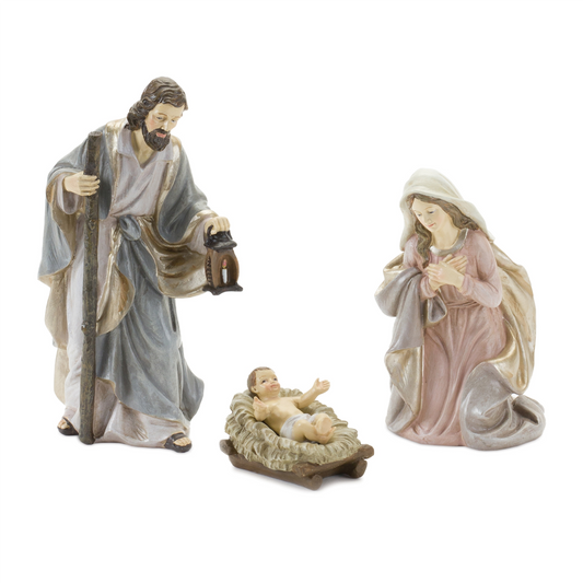 Holy Family (Set of 3) 2.5"H, 6"H, 7.75"H Resin -Ship Only