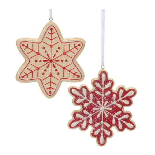 Gingerbread Snowflake Ornament (Set of 12) 4”H Resin -Ship Only
