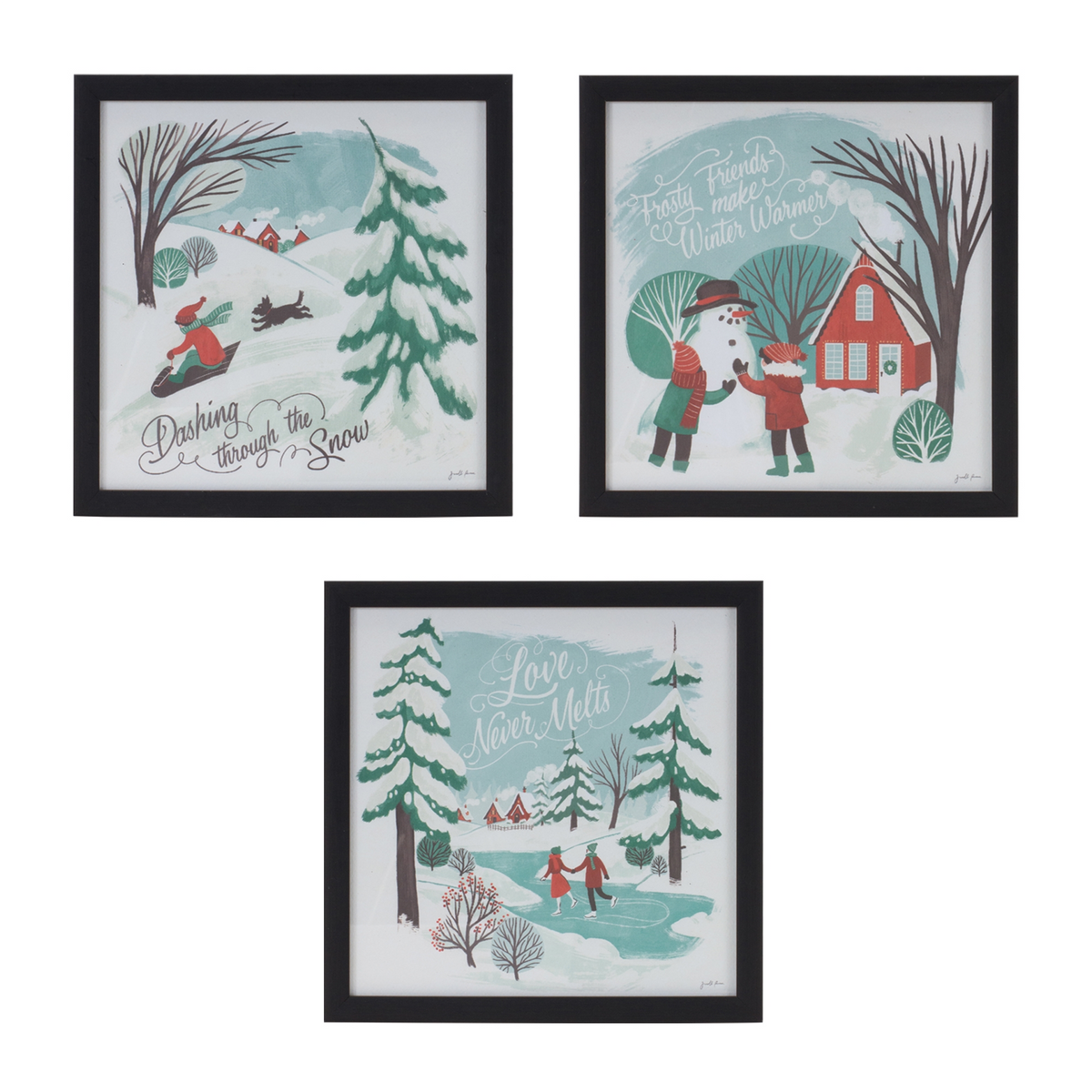 Framed Winter Scene Wall Art (Set of 3) -Ship Only
