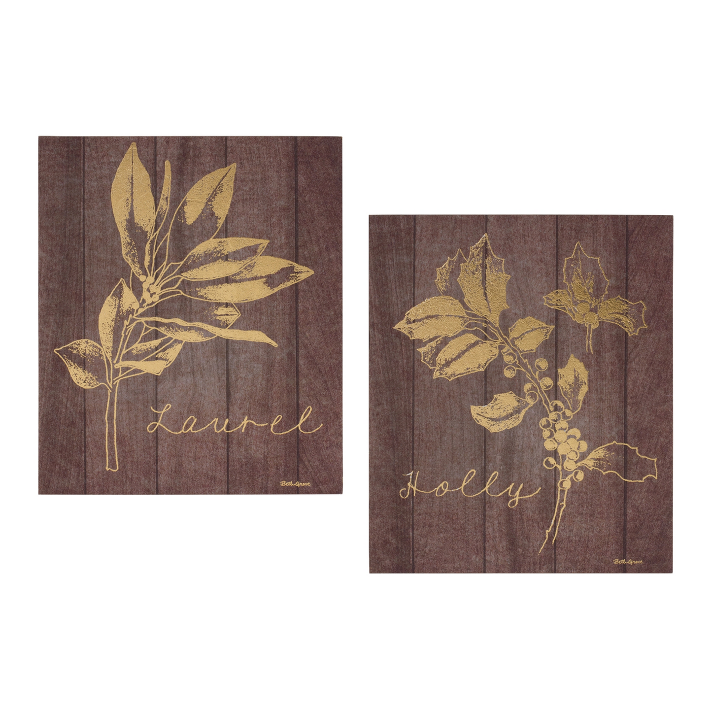 Laurel and Holly Plaque (Set of 2) -Ship Only