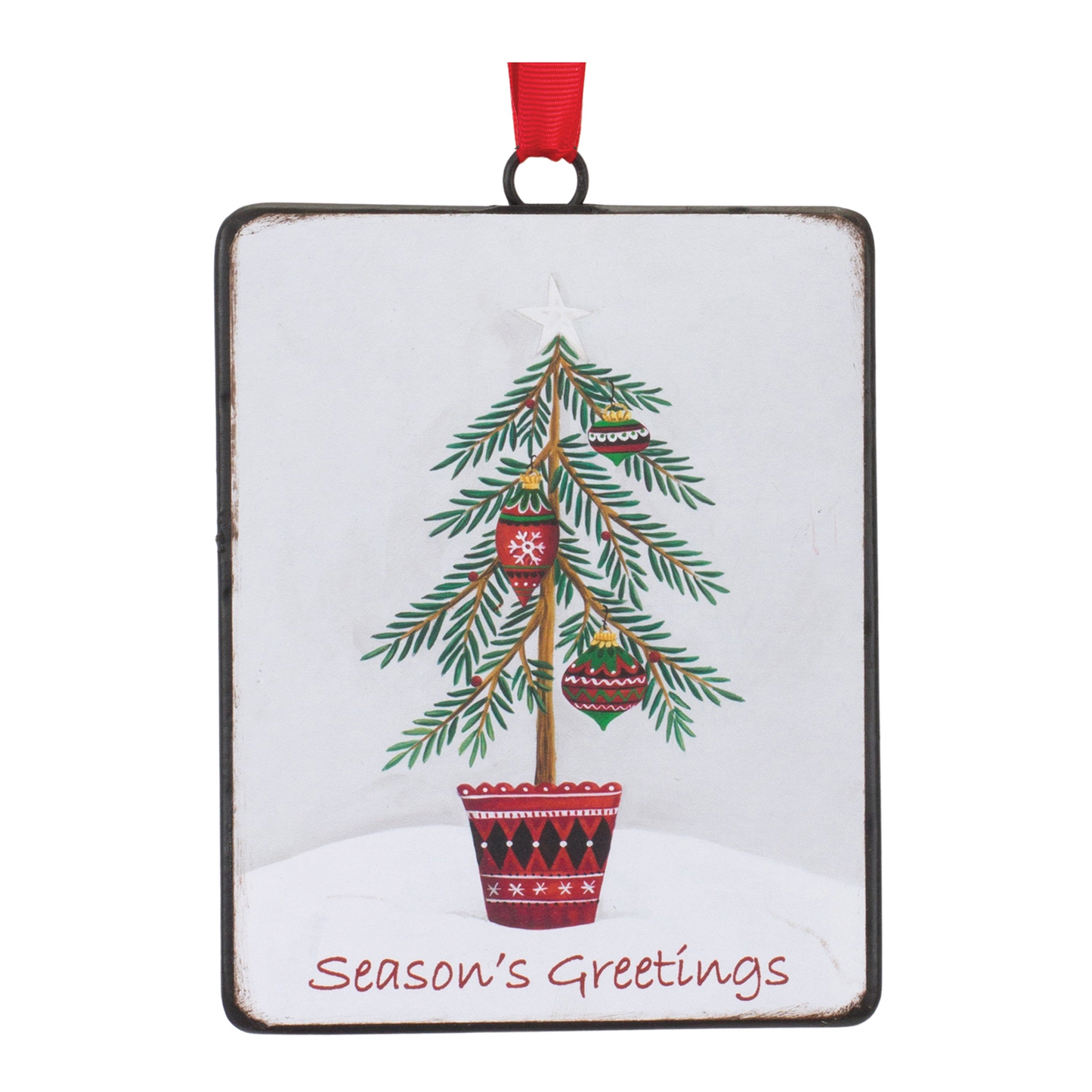 Seasons Greetings Pine Tree Ornament (Set of 12) -Ship Only