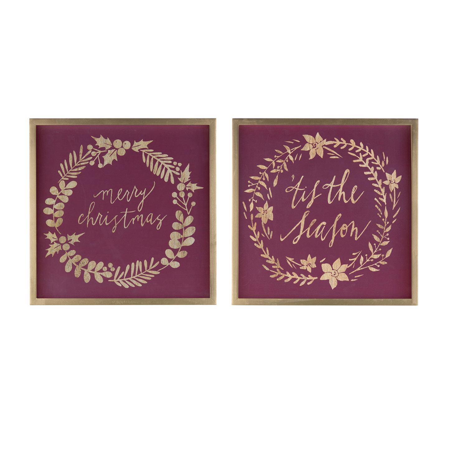 Framed Holiday Sentiment Sign (Set of 2) -Ship Only
