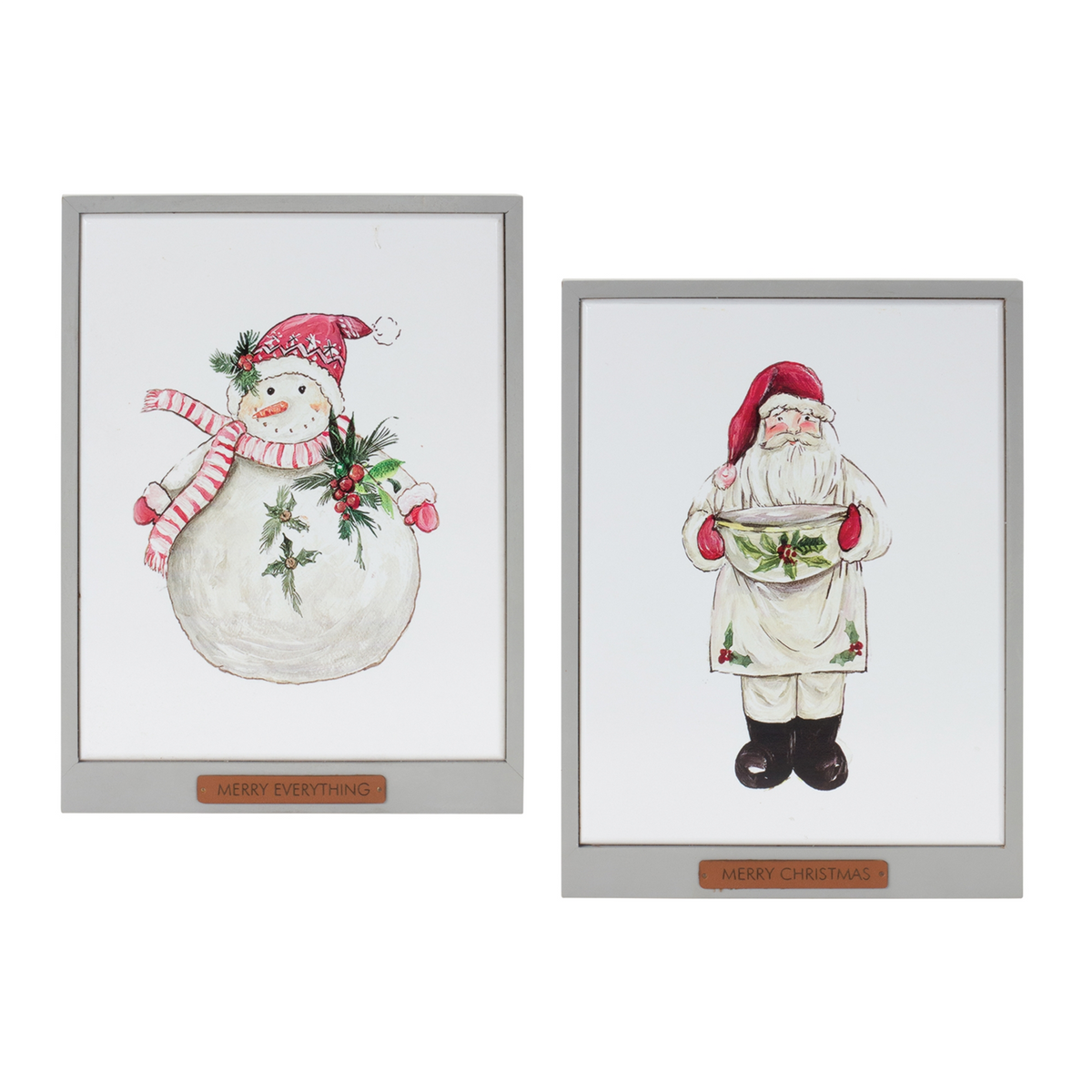 Framed Santa and Snowman Wall Art (Set of 2) -Ship Only