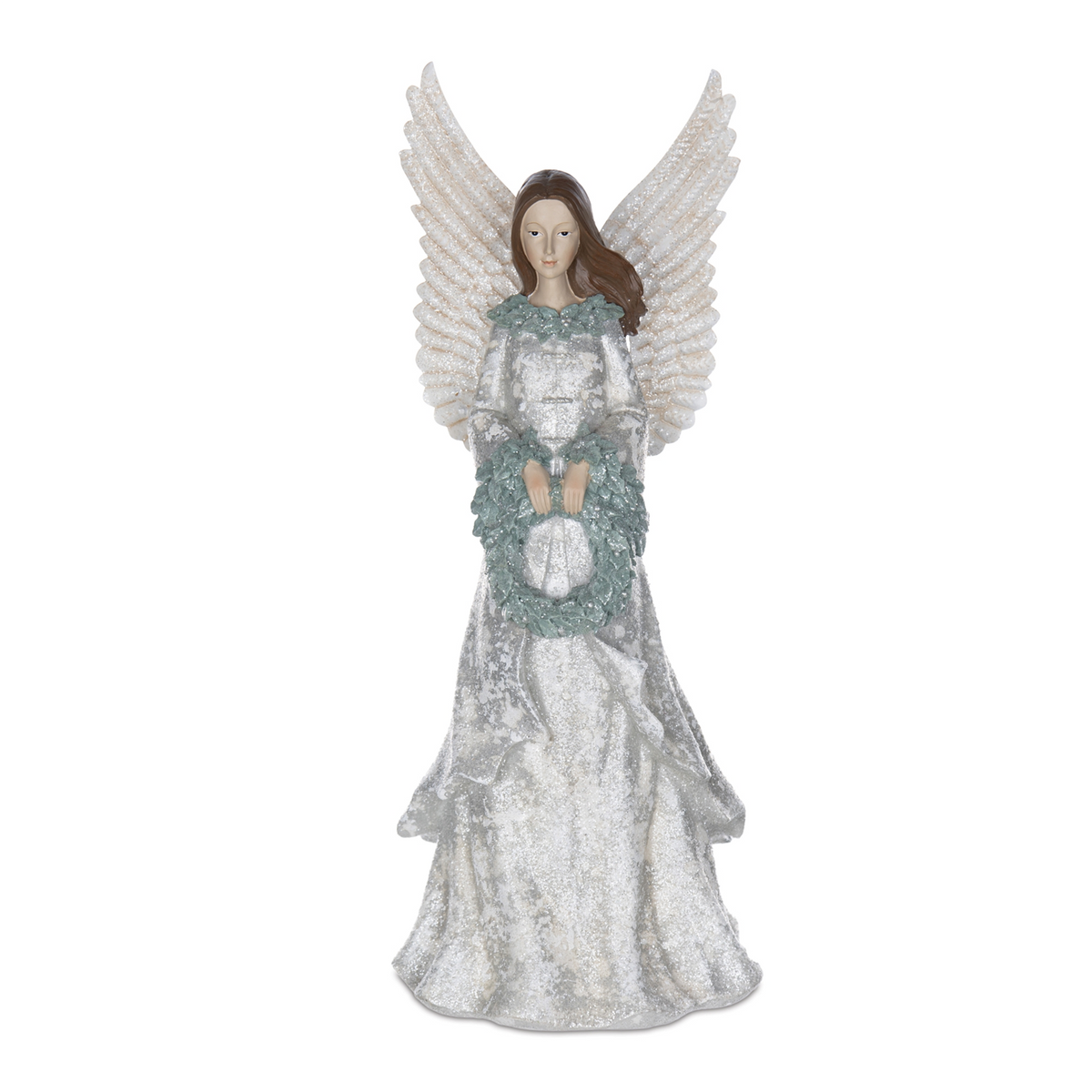Winter Angel Figurine with Wreath 18.5"H -Ship Only