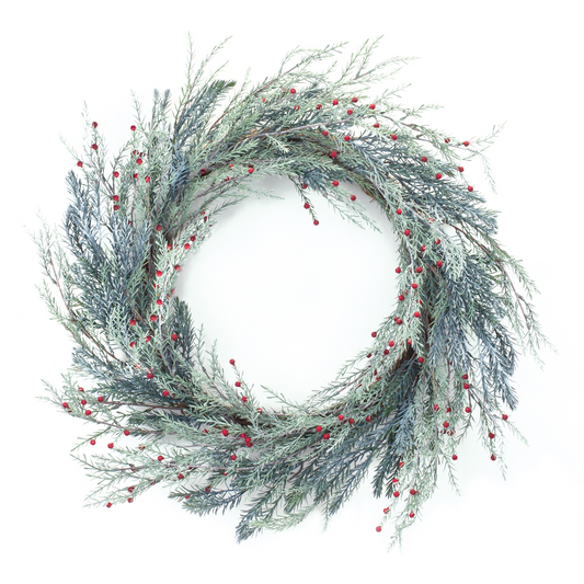 Mixed Pine Berry Wreath 24"D -Ship Only