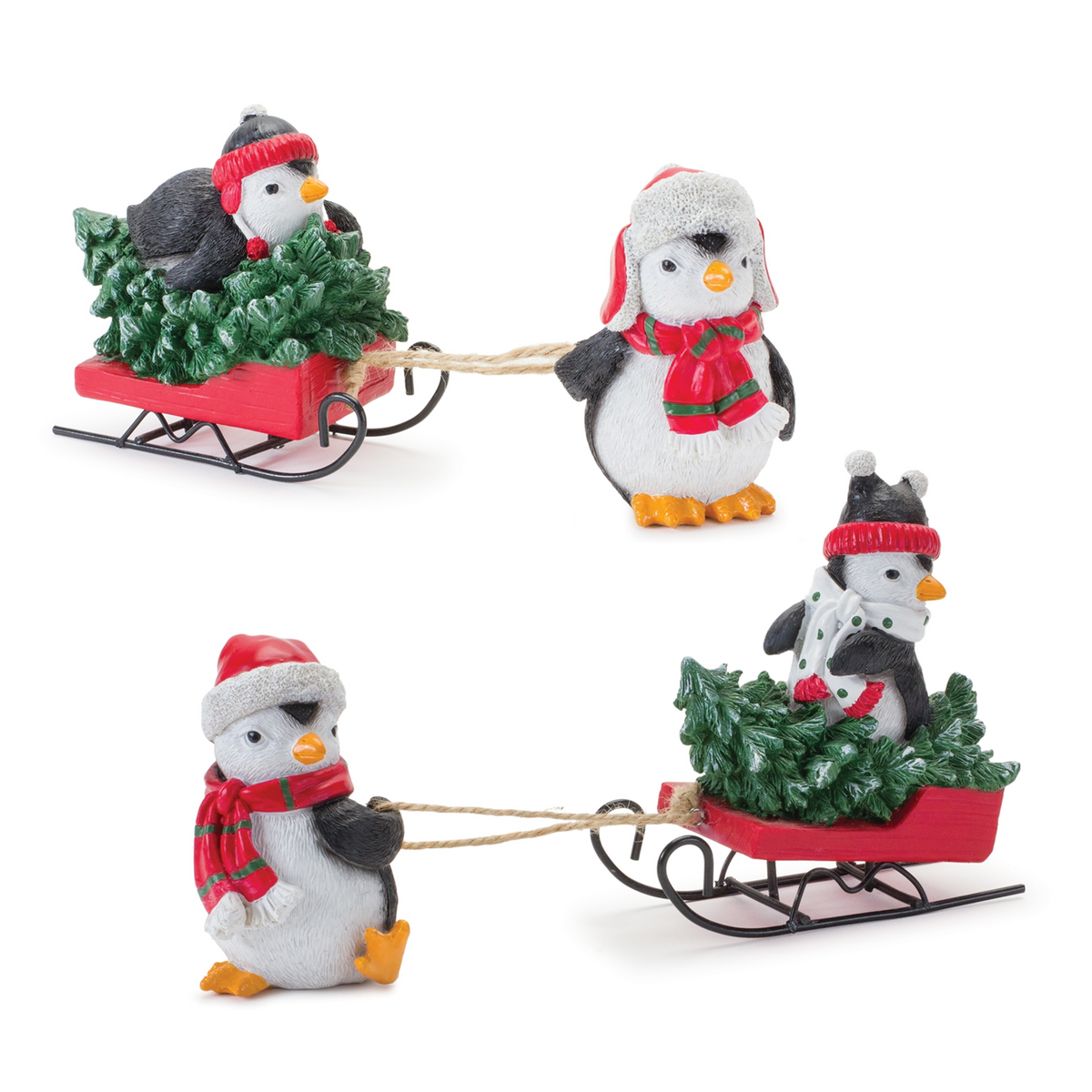 Playful Penguins with Sled Figurine (Set of 2) -Ship Only
