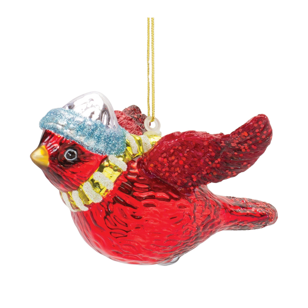 Cardinal Ornament (Set of 6) 4"L x 2.5"H Glass -Ship Only
