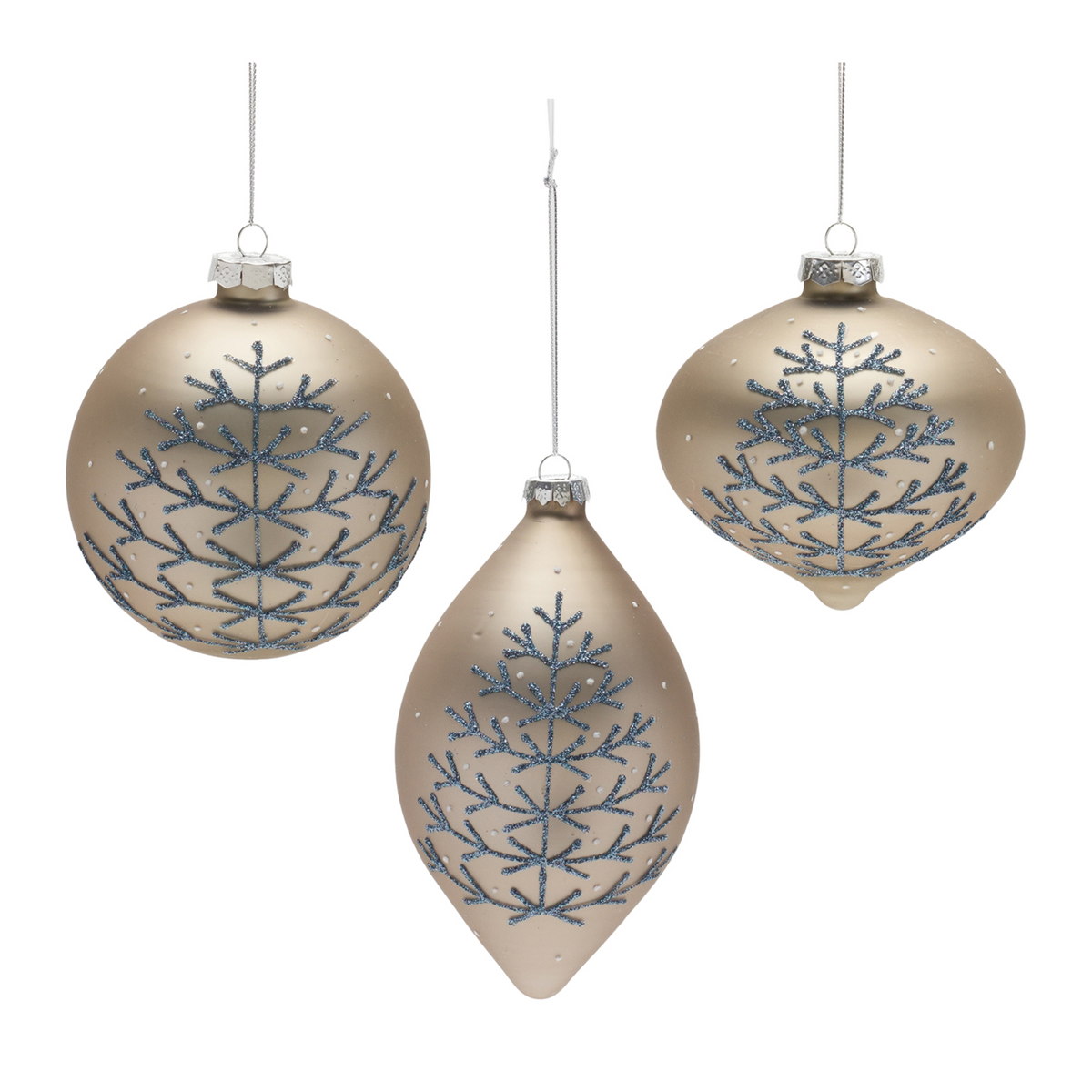 Champagne Glittered Ball Ornament (Set of 6) -Ship Only