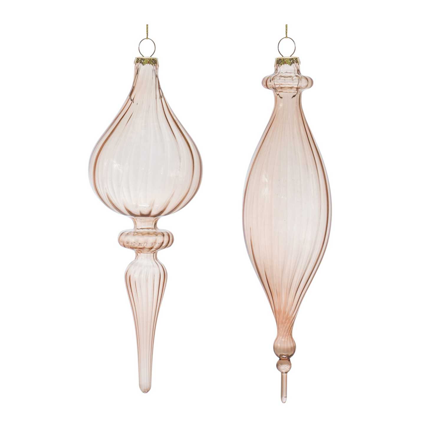Ribbed Glass Finial Ornament (Set of 6) -Ship Only