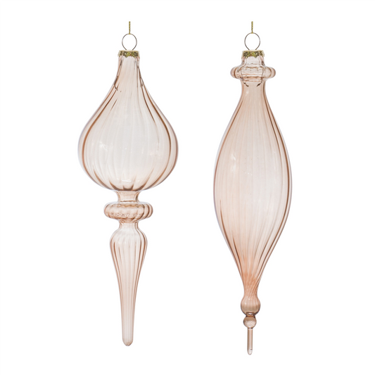 Ribbed Glass Finial Ornament (Set of 6) -Ship Only