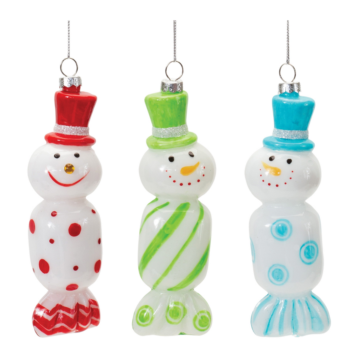Glass Snowman Candy Ornament (Set of 12) -Ship Only