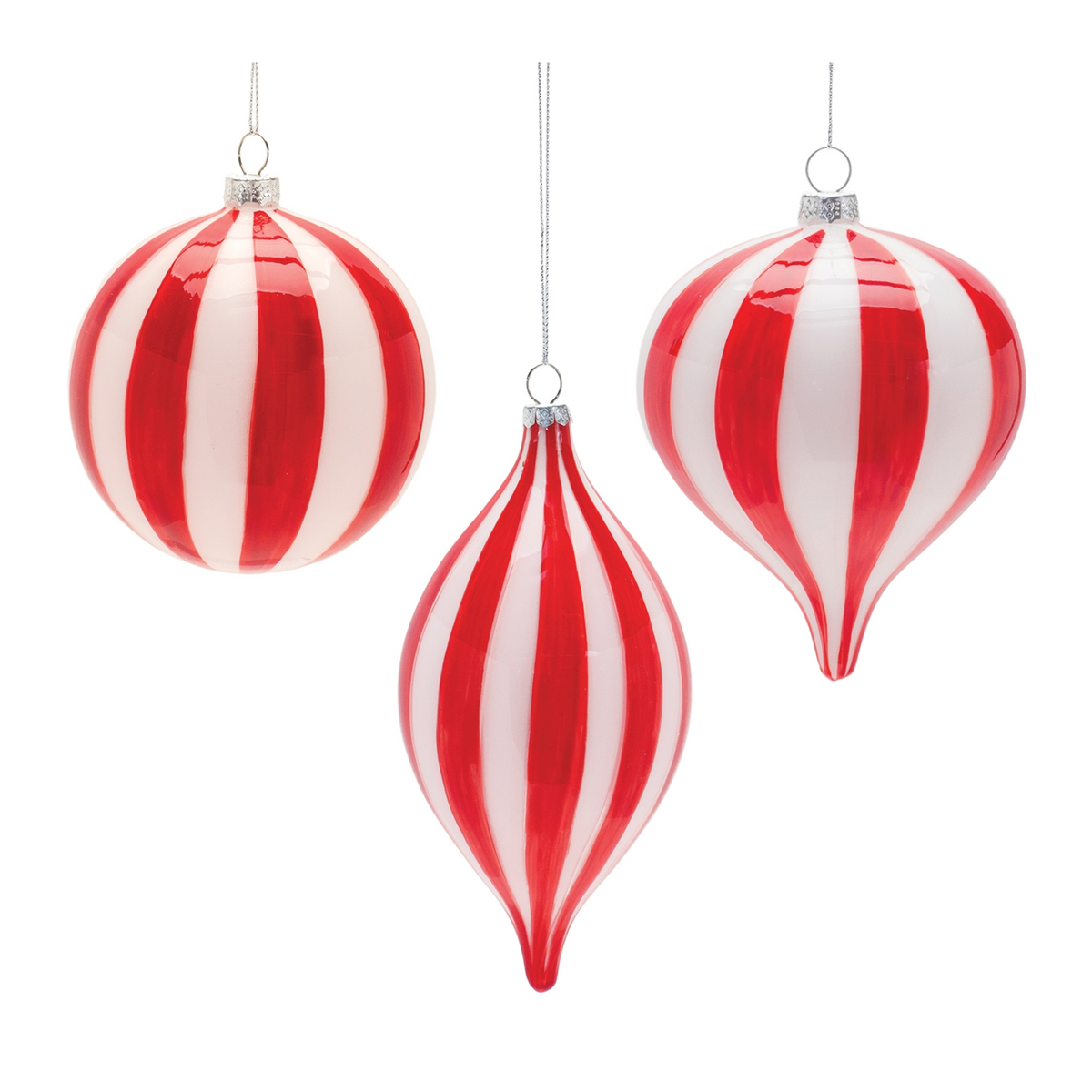 Striped Glass Ornament (Set of 6) -Ship Only