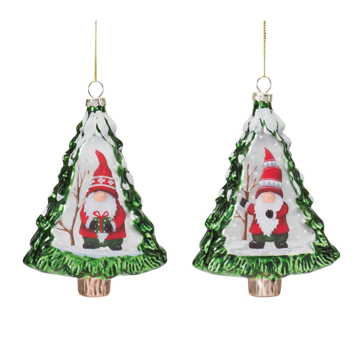Gnome Pine Tree Ornament (Set of 12) -Ship Only
