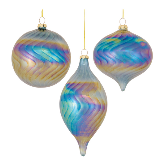 Ornament (Set of 6) 4.75"H, 4.75"H, 7"H Glass -Ship Only