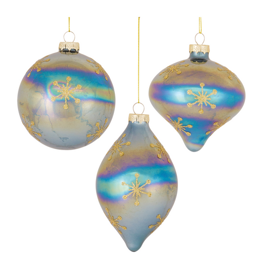 Irredescent Glass Snowflake Ornament (Set of 6) -Ship Only