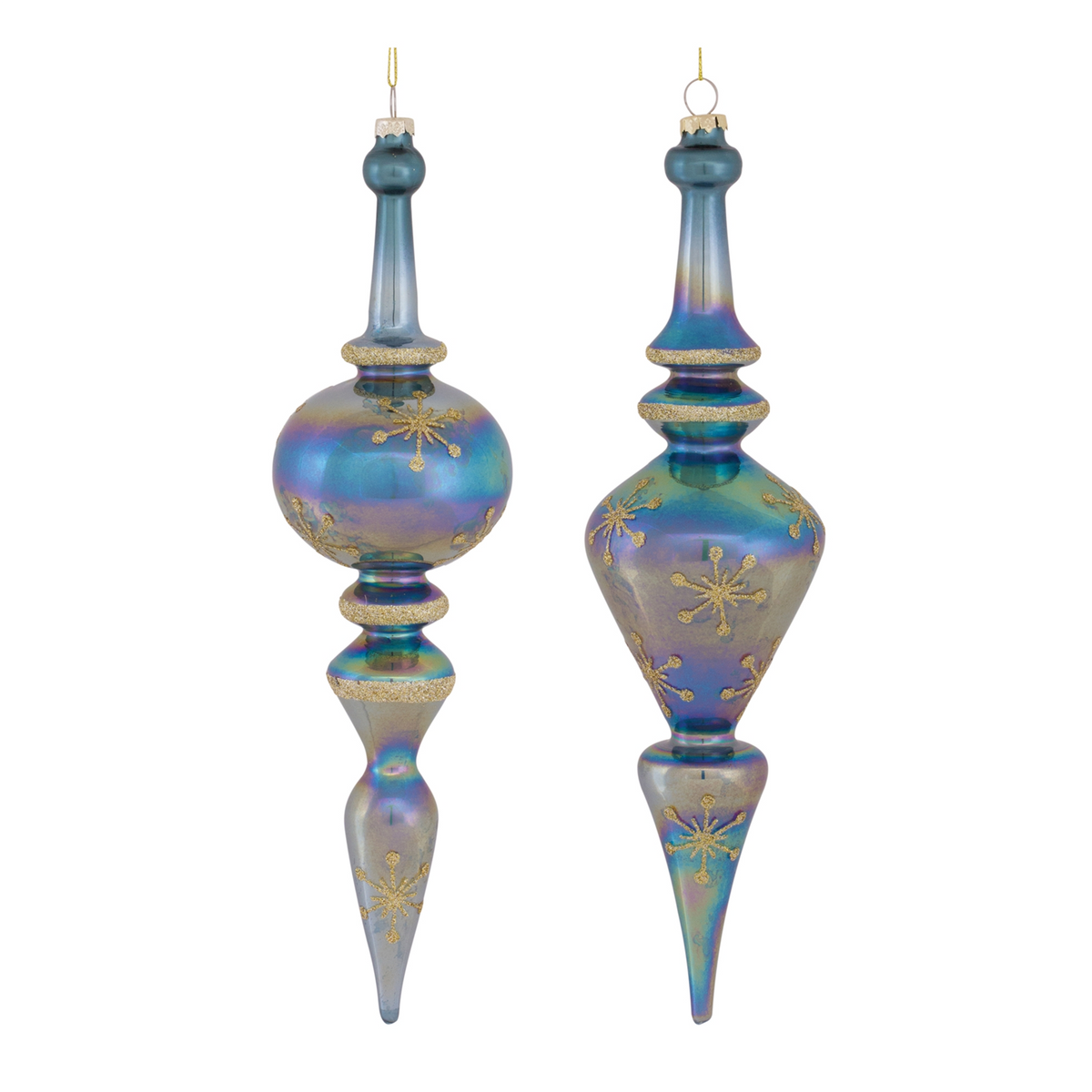 Irredescent Glass Finial Drop Ornament (Set of 6) -Ship Only