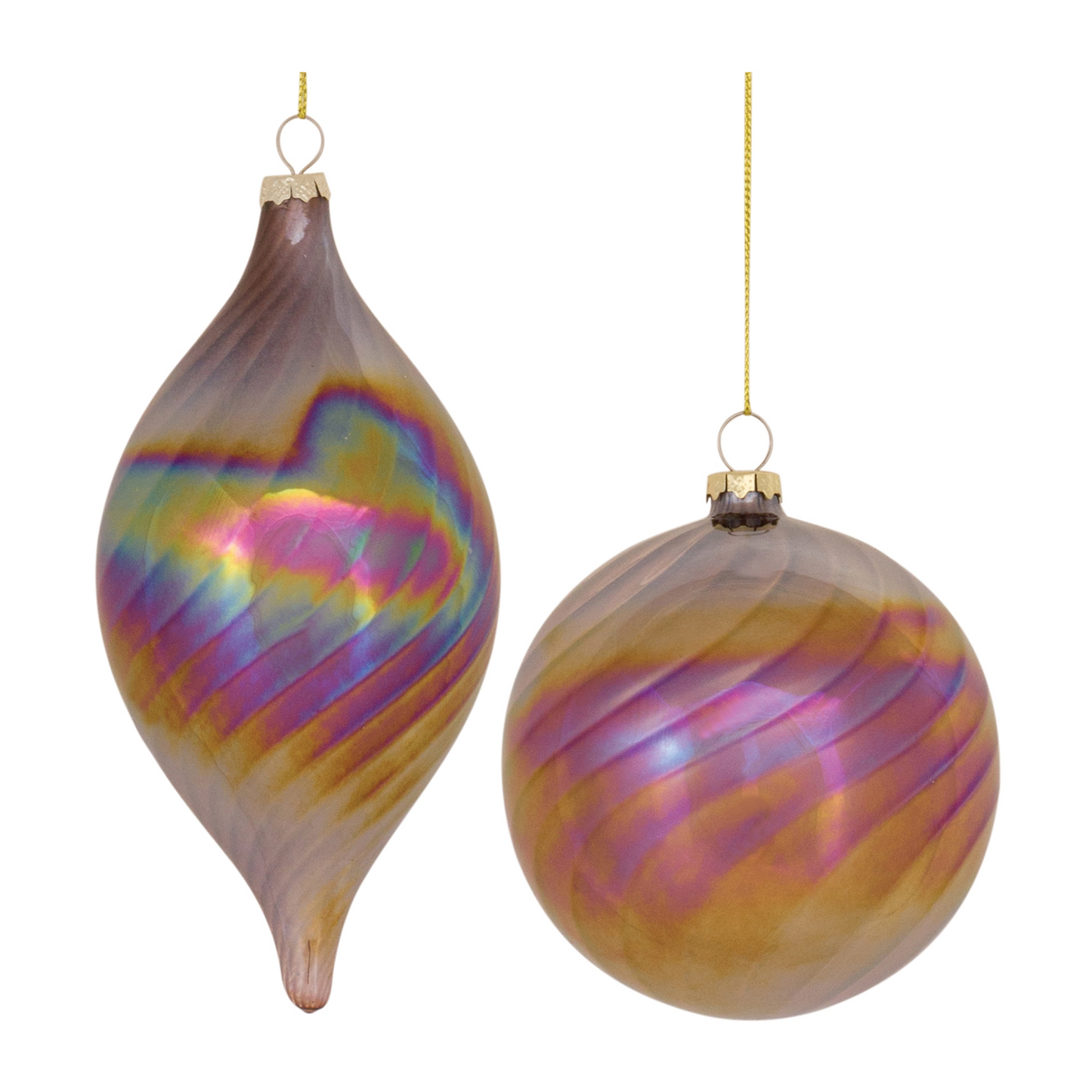 Irredescent Glass Swirl Ornament (Set of 6) -Ship Only