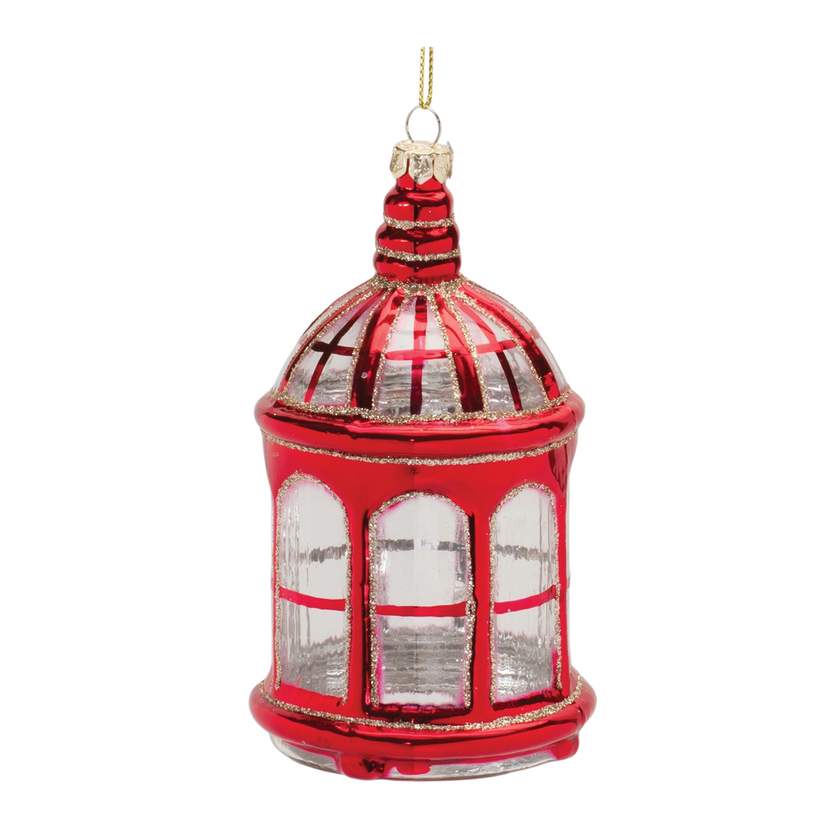 Glittered Glass Lantern Ornament (Set of 6) -Ship Only