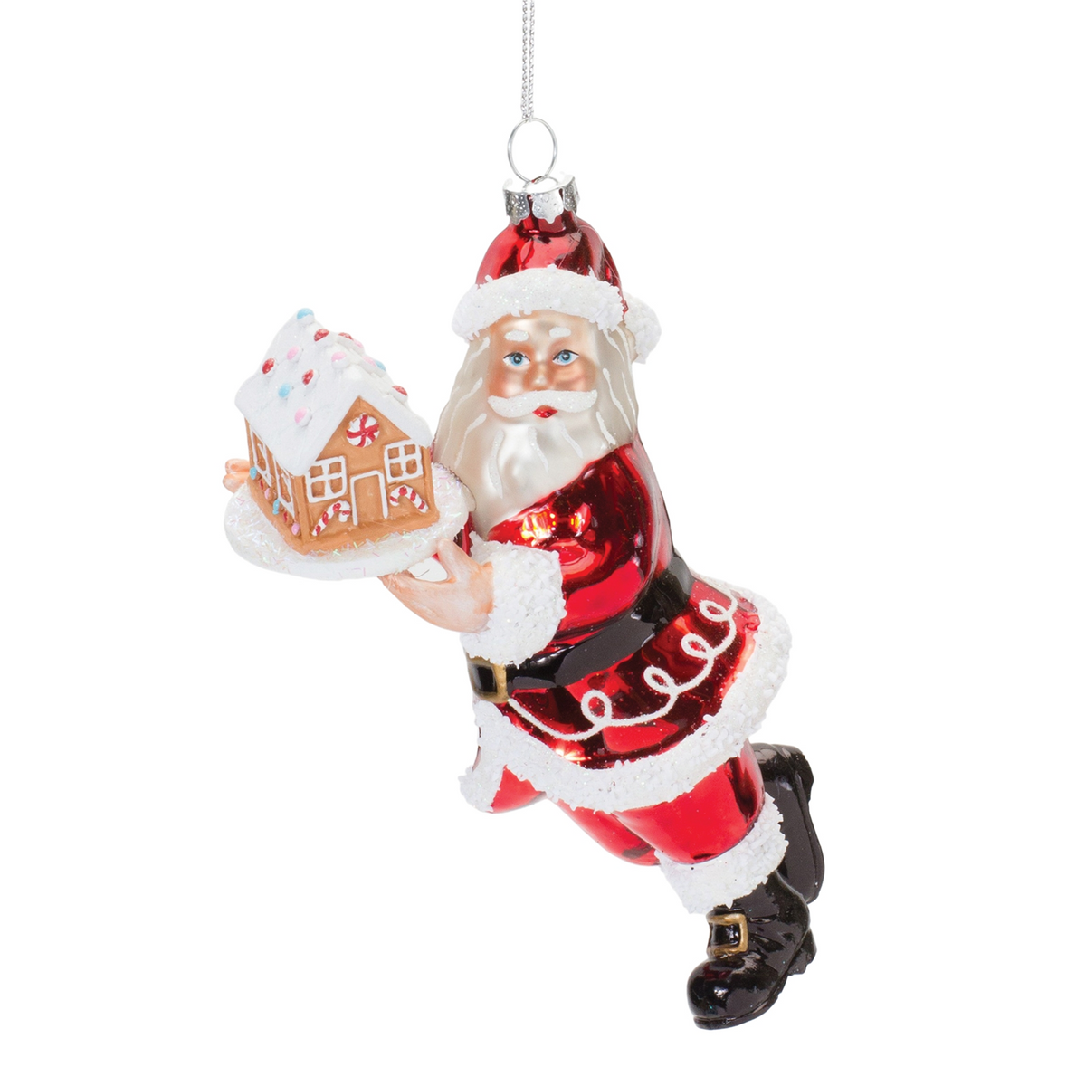 Glass Santa with Gingerbread Ornament (Set of 6) -Ship Only