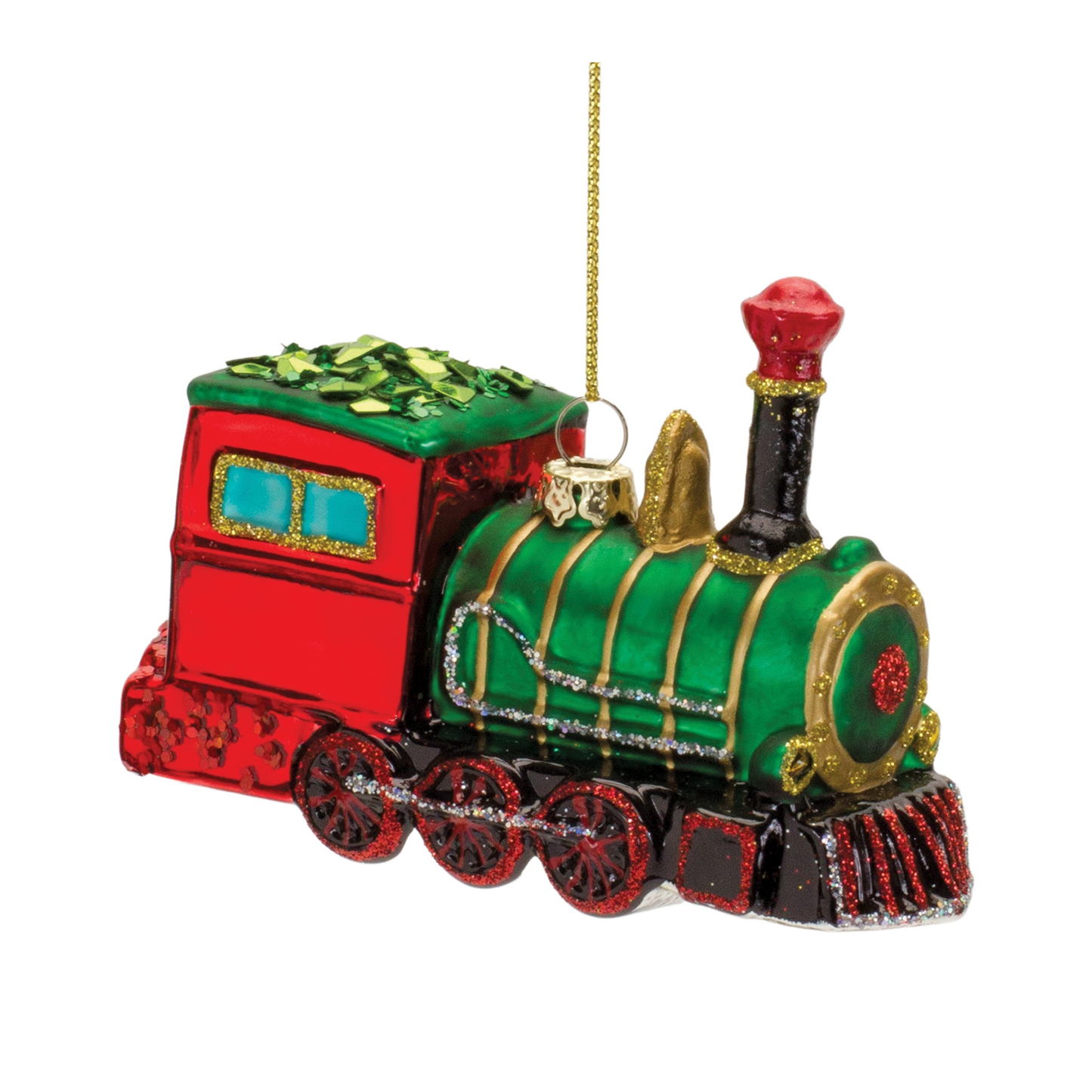 Glittered Glass Train Ornament (Set of 6) -Ship Only