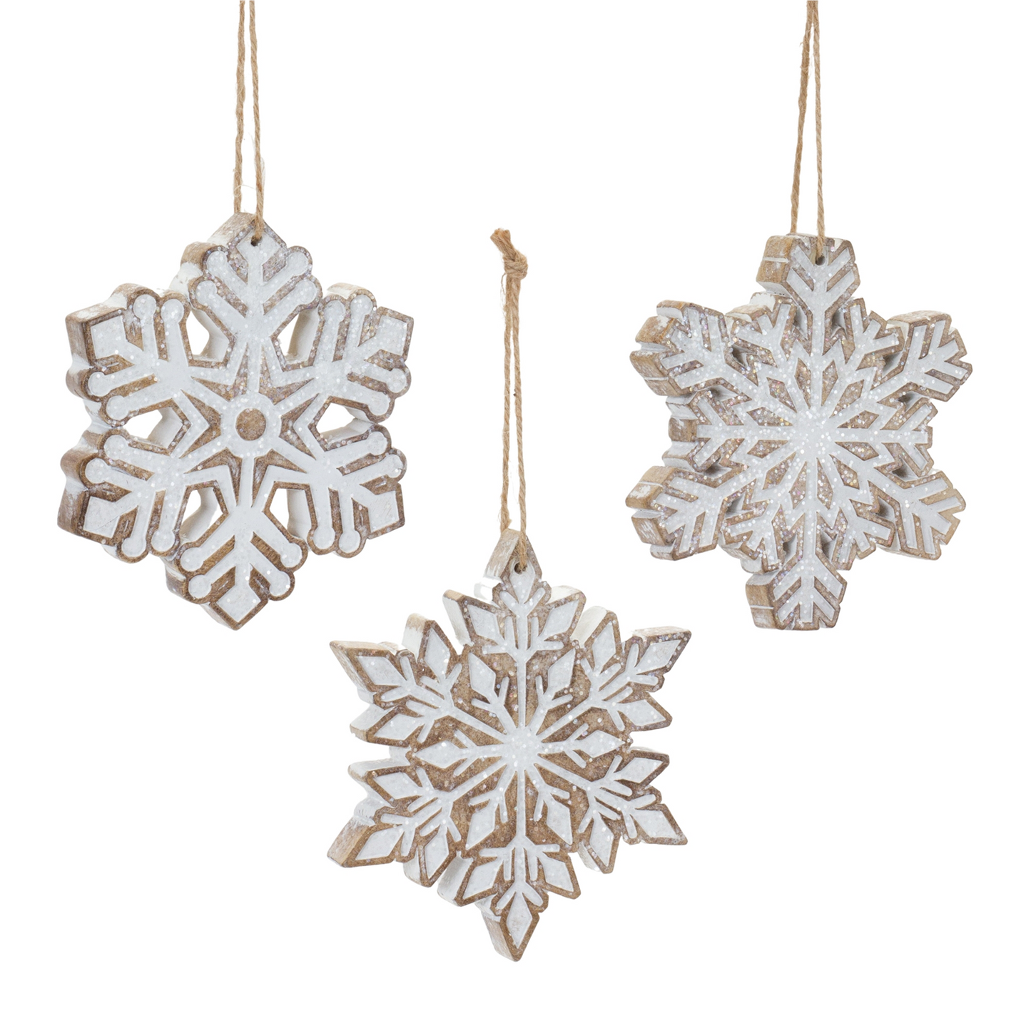 Glittered Snowflake Ornament (Set of 3) -Ship Only