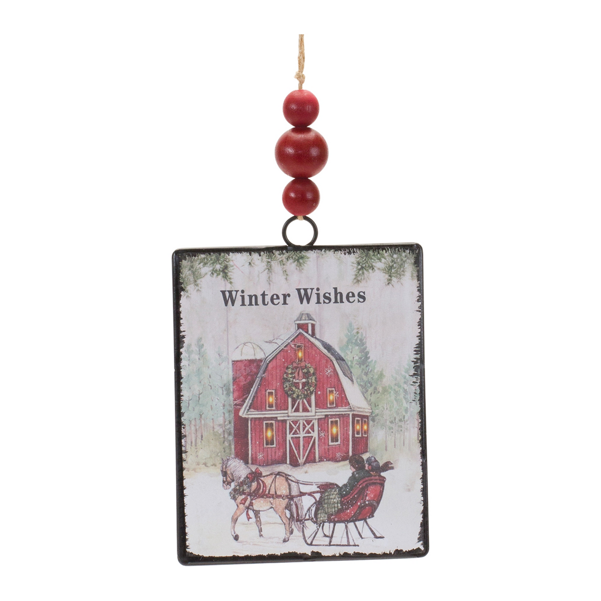 Glass Winter Wishes Barn Ornament (Set of 12) -Ship Only