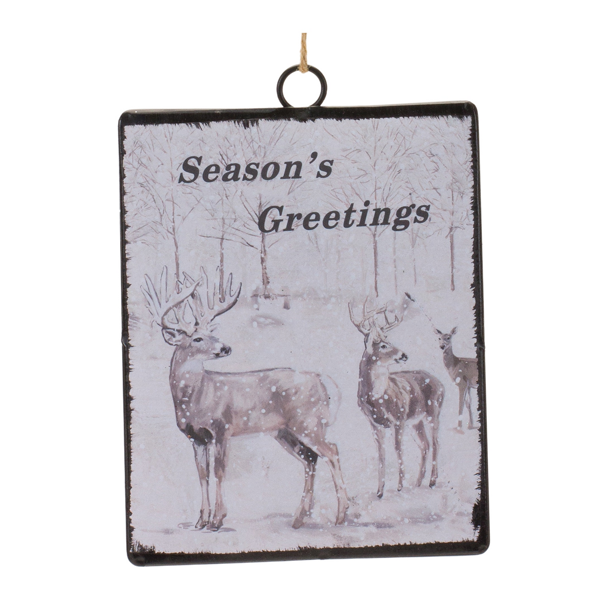 Glass Seasons Greetings Deer Ornament (Set of 12) -Ship Only
