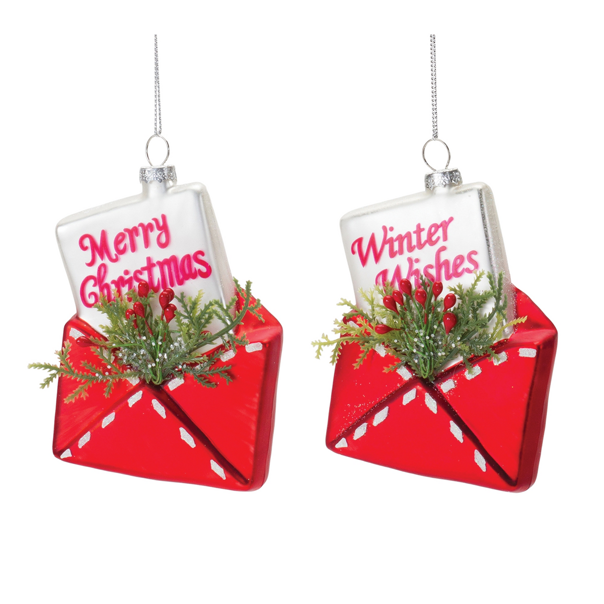 Glittered Glass Santa Letter Ornament (Set of 12) -Ship Only