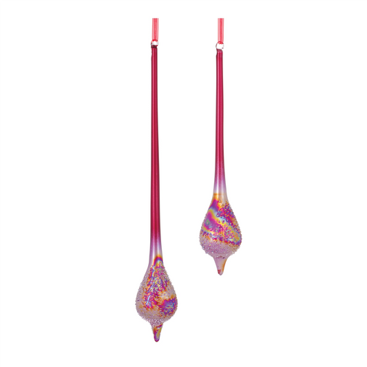Drop Ornament (Set of 6) 12"H, 15.5"H Glass -Ship Only