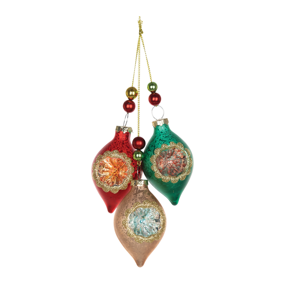 Glass Reflector Ornament Drop (Set of 12) -Ship Only