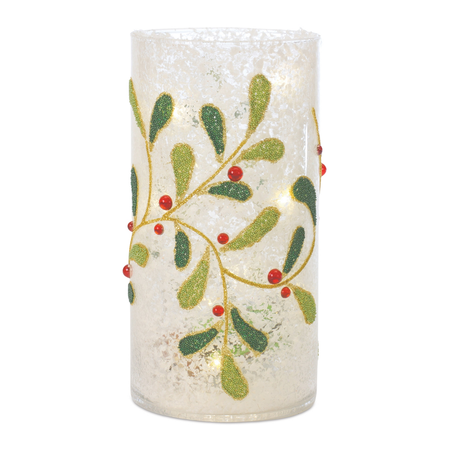 Beaded Glass Mistletoe Candle Holder (Set of 2) -Ship Only