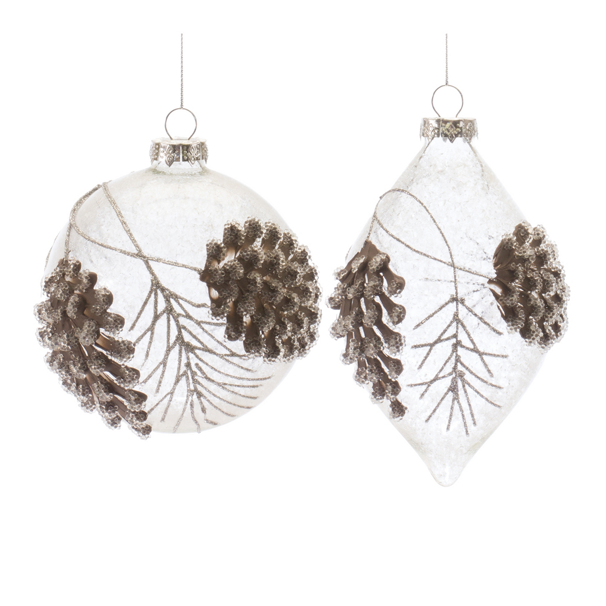 Ornament (Set of 6) 4.75"H, 5.75"H Glass -Ship Only