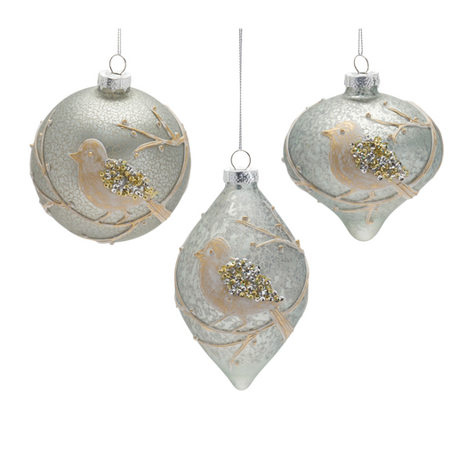 Ornament (Set of 6) 4.75"H, 4.75"H, 6"H Glass -Ship Only