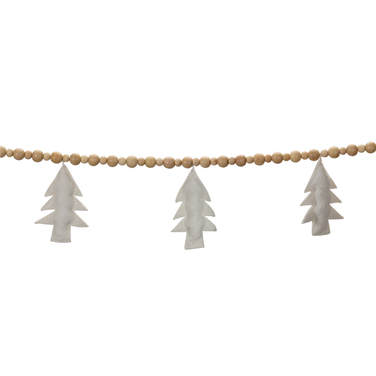 Wood Beaded Wool Tree Garland (Set of 2) -Ship Only