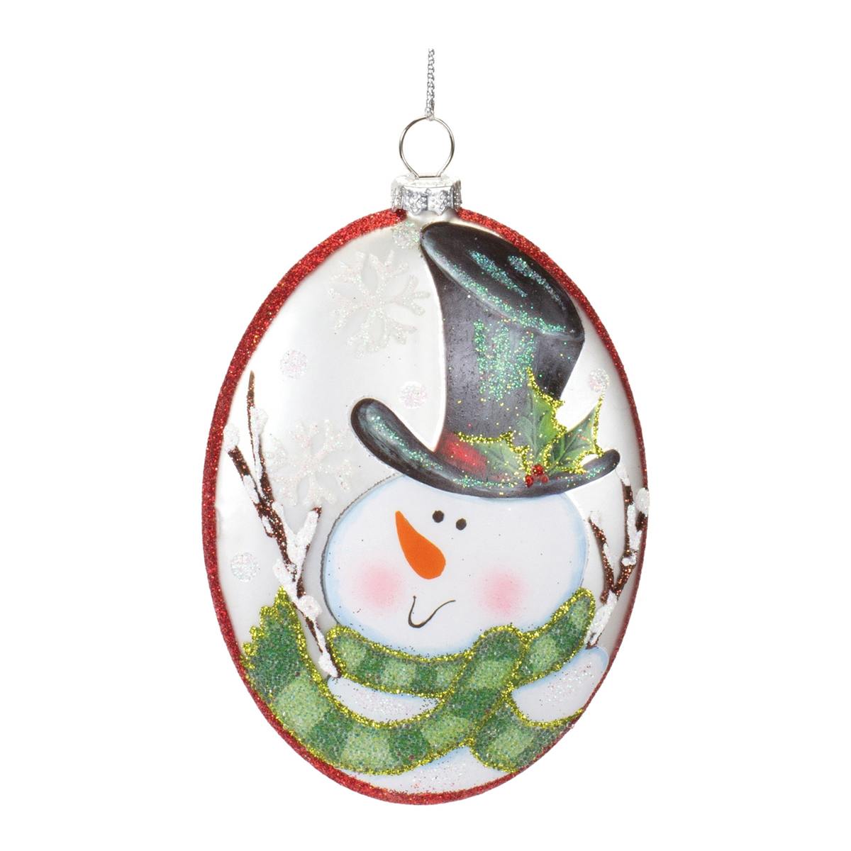 Glass Snowman Disc Ornament (Set of 12) -Ship Only